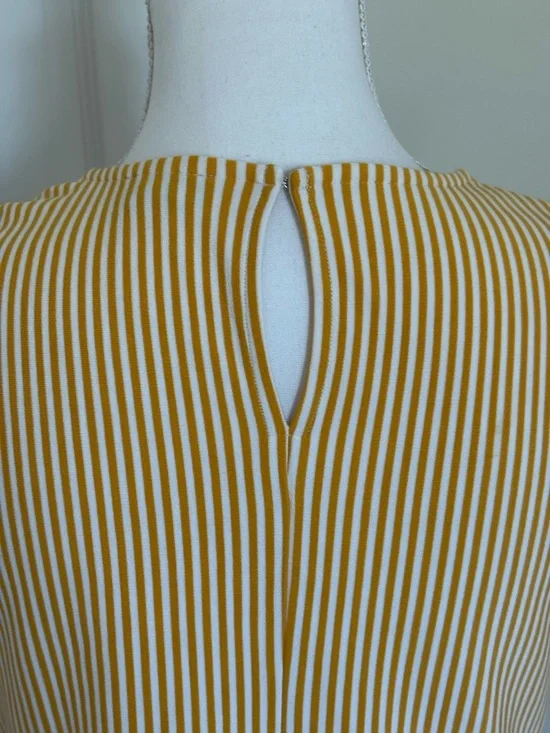 Ann Taylor Yellow and White Striped Sleeveless Peplum Tank - Picture 4 of 5
